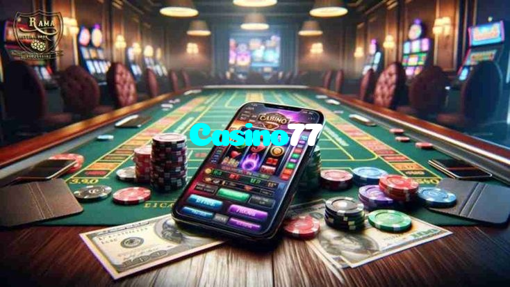Casino77 casino presented on mobile device in Pakistan with slots and live games